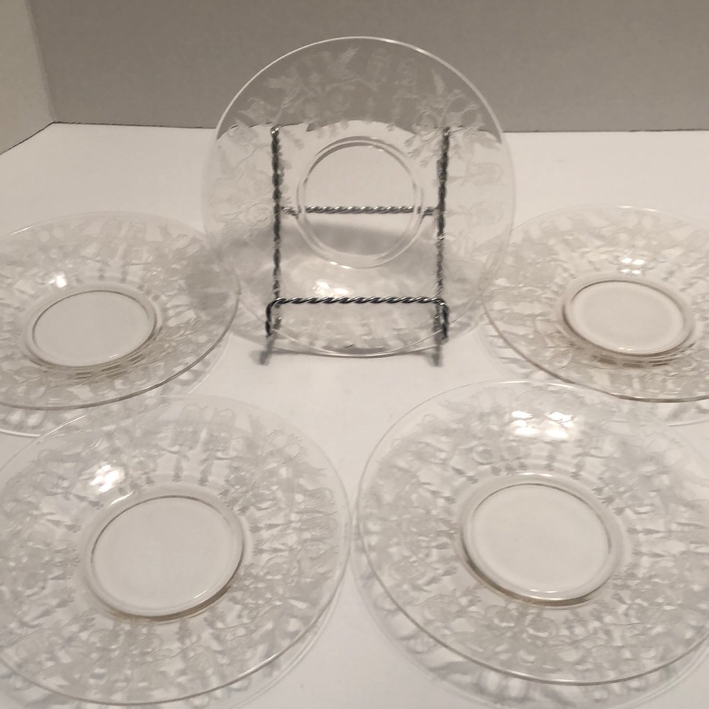 Tiffin Franciscan Fusha Etched Bread & Butter Plates Set of Five
